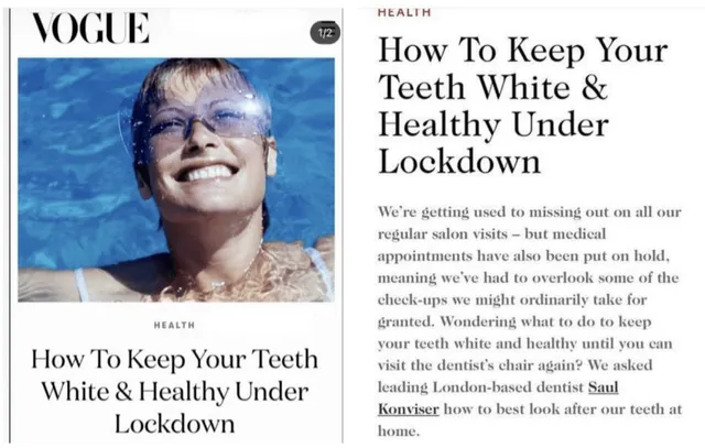 A scrren shot taken for newspaper about dental health