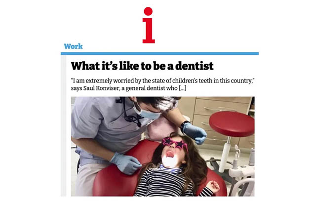 newspaper screenshot with a picture of dentist and girls treatments